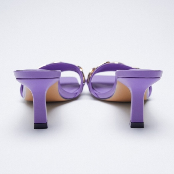 Zara heeled‎ sandal with chain Lilac Size 6.5 - Picture 3 of 8